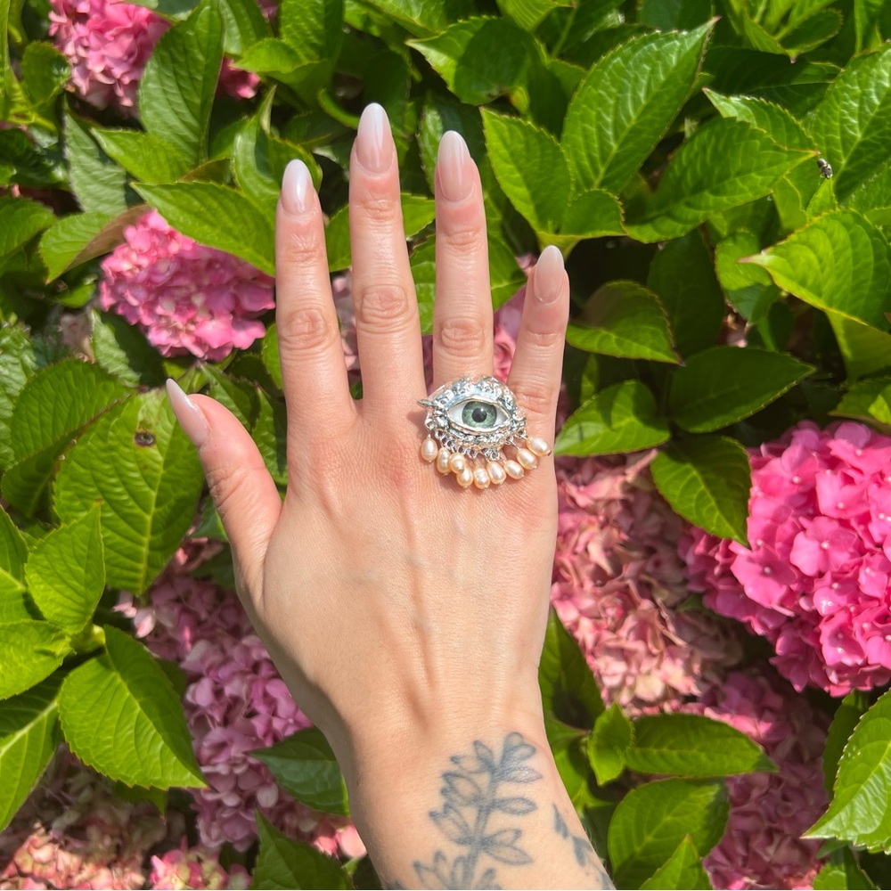 Silver Eye Ring. Unique Christmas Gift for Her. Stocking Stuffer.
